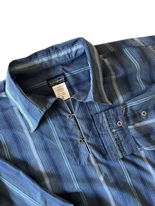 Vtg Patagonia Rhythm Line Organic Cotton Blue Striped Pullover Shirt Men’s XL - Picture 1 of 16