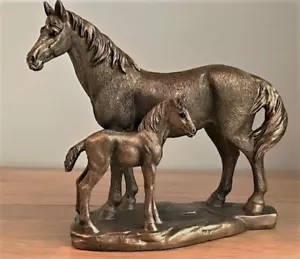Horse & Foal ornament sculpture figurine Leonardo Bronzed Pony lover gift, boxed - Picture 1 of 6