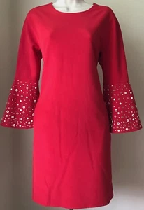 Vestido rojo Belle Badgley Mischka manga campana nuevo con etiquetas talla 2 - Imagen 1 de 7