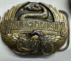 1991 Harley Davidson Snake/Wings Siskiyou Ashland Oregon M-88 Belt Buckle Lo#A16 - Picture 1 of 8