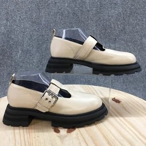 Nasty Gal Shoes Womens 39 Casual Buckle Chunky Platform Mary Jane Cream Leather - Picture 1 of 17