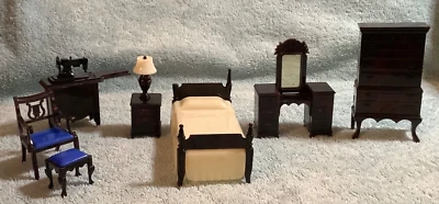 Винтажная идеальная мебель для спальни кукольного домика - Изображение 1 из 4