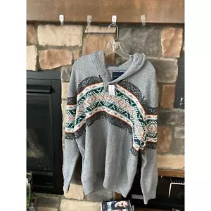 American Eagle Herren Wollmischung aztekischer Strick Mok-Ausschnitt grauer Pullover Gr. XXL NEU MIT ETIKETT - Bild 1 von 3