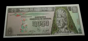 GUATEMALA 1/2 QUETZAL 04/01/ 1989 TECUN UMAN PICK 72a UNC #N195# - Picture 1 of 2