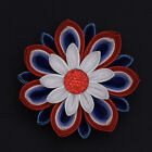 Broche fleur faite main Coronation Union Jack, Kanzashi - rouge, blanc et bleu