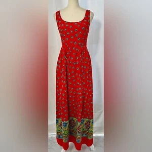 VESTIDO MAXI VINTAGE AÑOS 70 LANZ de Salzburgo hecho a mano boho algodón - Imagen 1 de 8