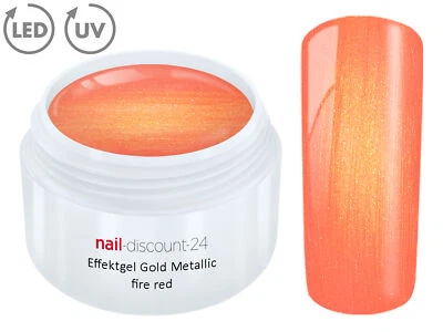 UV LED Gel GOLD METALLIC FIRE RED Effekt French Color Nail Art Modellage Rot Tip - Bild 1 von 3