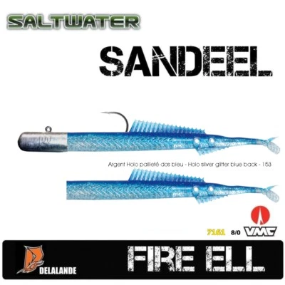 Seelachs Killer Sandaal DELALANDE FIRE EEL + VMC 7161BN 8/0 60g   Farbcode:153 - Bild 1 von 2