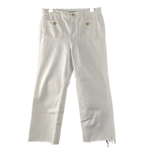 J. Crew Sailor Relaxed Demi-Boot Jeans Womens P26 White New $148 BZ729 Raw Hem - Picture 1 of 8