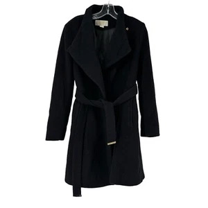 Michael Kors Walker Coat Black Wool Blend Belted Womens Size Small Classic Coat - Picture 1 of 14