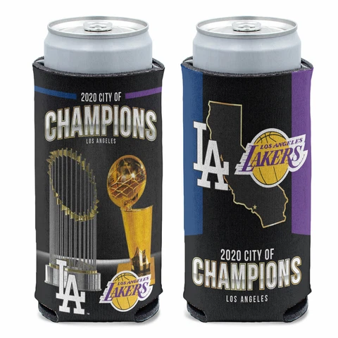 LOS ANGELES DODGERS LAKERS CITY OF CHAMPS 12 0Z SELTZER SLIM CAN COOZIE COOLER Cover