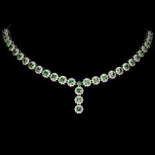 Necklace Green Tsavorite Genuine Mined Gems Solid Sterling Silver 17 1/2  19 1/2