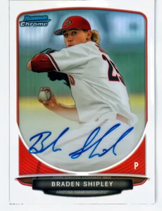 2013 Bowman Chrome Draft Autograph Refractor #BS Braden Shipley - Picture 1 of 2