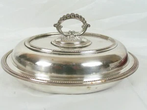 Antique Maxfield & Sons Silverplate Covered Oval Serving Bowl - Picture 1 of 9