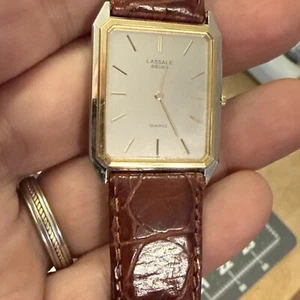 Seiko Lassale Ultra slim Men's Watch 9550-5409 tank rectangular two tone retro - Picture 1 of 12