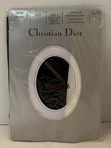 Christian Dior L’Allure Pantyhose Navy Blue Size 1 Sheer Leg Cotton Crotch New - Picture 1 of 3