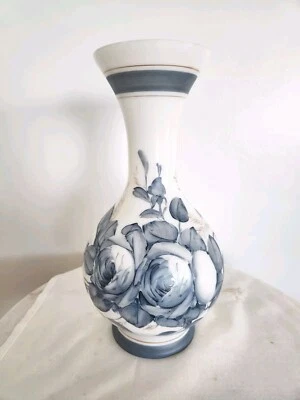 Rare Consolidated Charleton Hand Painted Tall Milk Glass Vase Fenton Style - Image 1 of 4