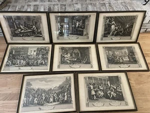 Antique William Hogarth Engravings Set Of 8 Act Of Parliament Published 1747 - Bild 1 von 21