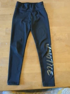 LEGGINGS--JUSTICE--GIRL'S Full Length--Black/Gold Logo--SIZE 8 - Picture 1 of 5