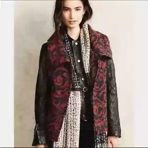 Anthropologie Dolan Left Coast Collection Mohair Weste Medium Wolle rot schwarz - Bild 1 von 5