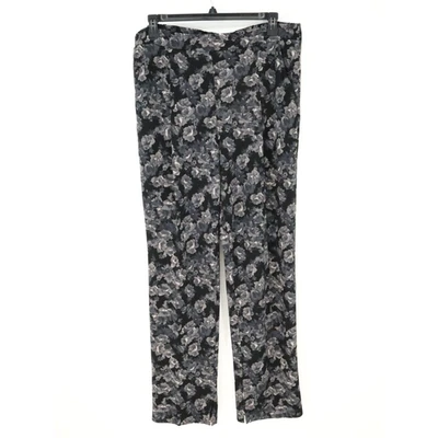 Pantalones altos Isaac Mizrahi Live para mujer XLT negros grises florales crepé bolsillos resort Foto 1 de 4