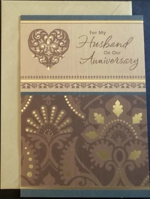 Tarjeta de felicitación con sello de feliz aniversario de esposo Foto 1 de 4