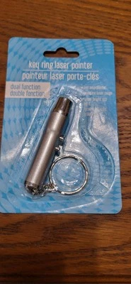 Laser Pointer Key Ring "SILVER" Mini-Size 2" Long - Red Laser & White LED Light - Image 1 of 2