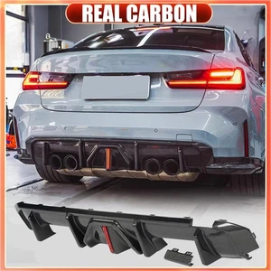 For BMW G82 G83 M4 2021-2024 REAL CARBON Rear Bumper Diffuser Lip Chin W/ LED - Picture 1 of 12