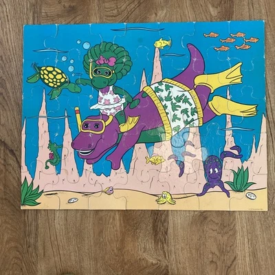 VTG Barney Under Sea 35 Piece Puzzle Complete Baby Bop Milton Bradley 1993 17x22 - Image 1 of 4