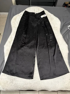 New Michael Kors Womens Black Polyester Wide Leg Pants Size Medium 32” Inseam - Image 1 of 4