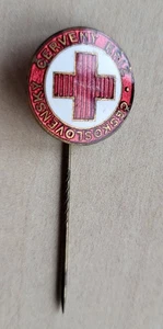 Vintage enamel Czech Republic Red Cross Medical stick pin badge - Picture 1 of 2
