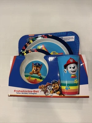 p:os Frühstücksset Paw Patrol (Teller, Schale Trinkglas) 3teilig, blau, 3-teilig - Bild 1 von 3