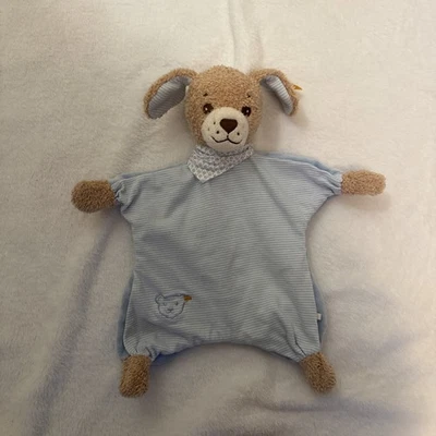 Blue STEIFF Good Night Puppy Dog SECURITY BLANKET Knotted Feet LOVEY #239694 - Image 1 of 4