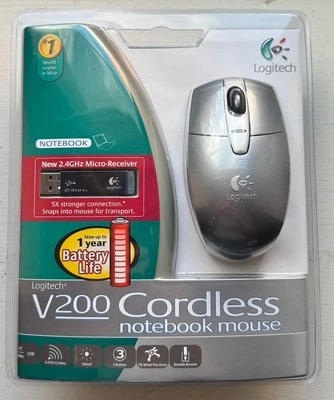 Logitech V200 Cordless Notebook Mouse Optical USB Windows & Mac 2005 NEW SEALED - Image 1 of 3