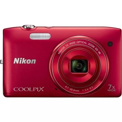 Nikon COOLPIX S3500 CCD Retro-Digitalkamera, 2,7 Zoll LCD, 20,2 Megapixel Rot - Bild 1 von 4