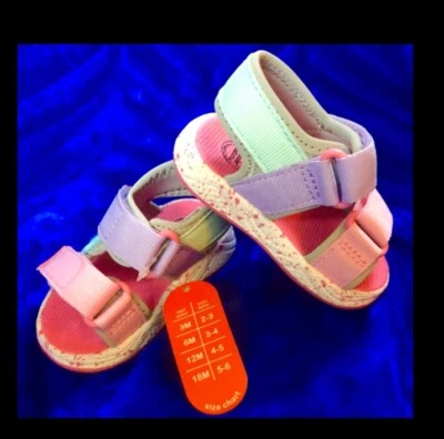 wonder nation infant Girl colorblock adjustable sandals Size 2,Age 2-6 Months. - Image 1 of 4