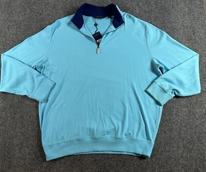 Polo Golf Ralph Lauren 1/4 Zip Pullover Sweater Men’s XL Turquoise Cotton Peru - Picture 1 of 9