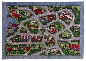 Teppich Kinder Landmotiv 170x240 Grün Handarbeit Handtuft Modern - Bild 1 von 7