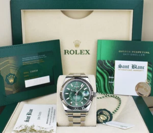 ROLEX 18kt White Gold & SS Sky-Dweller Mint Green 2023 CARD 336934 SANT BLANC - Picture 1 of 9