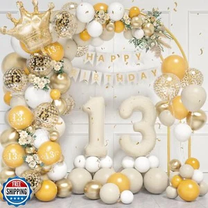 13th Birthday Balloons Garland Arch Kit,13th Party Decorations Sand White Yel - Picture 1 of 5