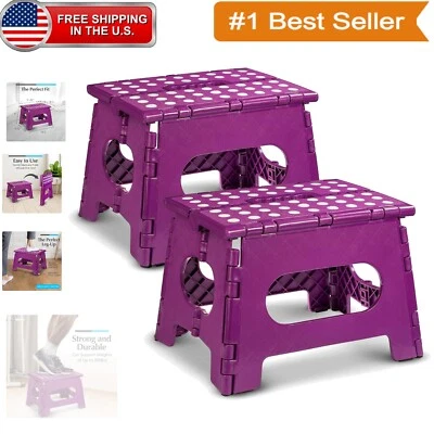 Space-Saving Lightweight Step Stool | Sturdy 300 lbs Capacity | Purple | 2-Pack - Image 1 of 4