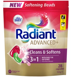 Radiant Advanced+ Laundry Detergent Capsules 3 In 1 Clean & Soften 56 Pack (2x28 - Picture 1 of 1