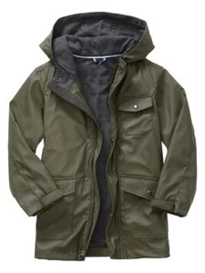 NWT GAP Rain Slicker Raincoat Jacket Coat Jersey Lining Olive Green Kid Boys M 8 - Picture 1 of 2
