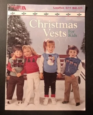 Christmas Vests to Kids Leisure Arts #611 Santa Bells Teddy Bears Trees - Image 1 of 2