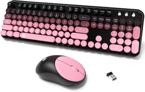 Wireless Keyboard and Mouse Combo, 2.4 GHz Full-Sized Pink - Afbeelding 1 van 7