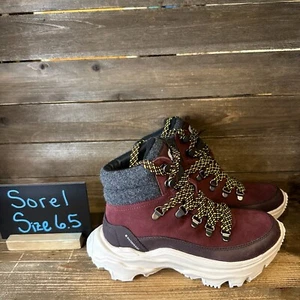 Nuevas botas al tobillo de invierno Sorel Kinetic Breakthru Conquest granate para mujer talla 6,5 M - Imagen 1 de 6