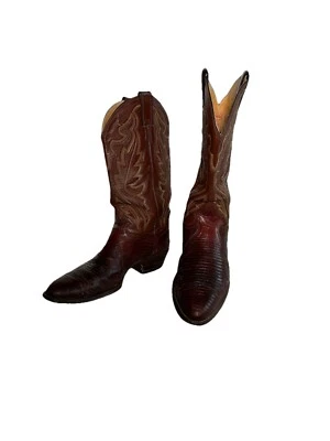 Винтажные мужские ковбойские сапоги Justin Exotic Lizard Skin No8480 цвет коньяк 9,5 D США - Изображение 1 из 4