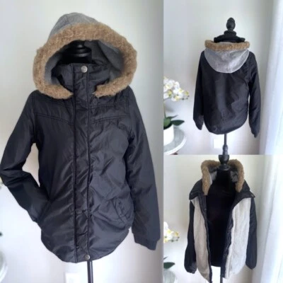 Chaqueta con Capucha Roxy Piel Sintética Sherpa Cremallera Completa Negra Talla M Foto 1 de 4