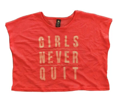 Girls Mesh Cropped T-shirt Top Plus Size 20 1/2 XXL Xersion Neon Pink - Image 1 of 4