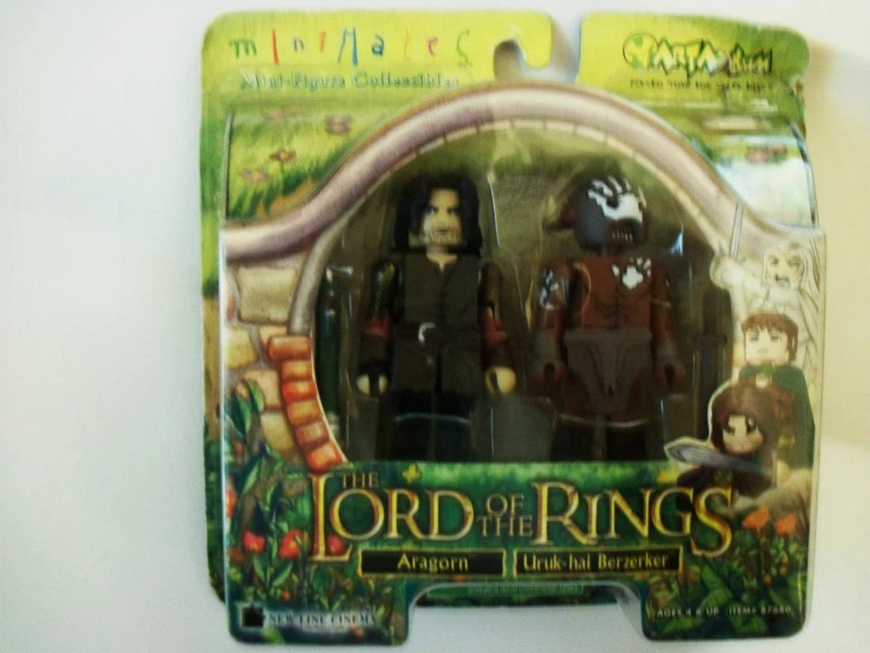 Lord of The Rings Mini Mates Aragorn & Uruk-Hai Berzerker Set Art Asylum 2004 - Image 1 of 1